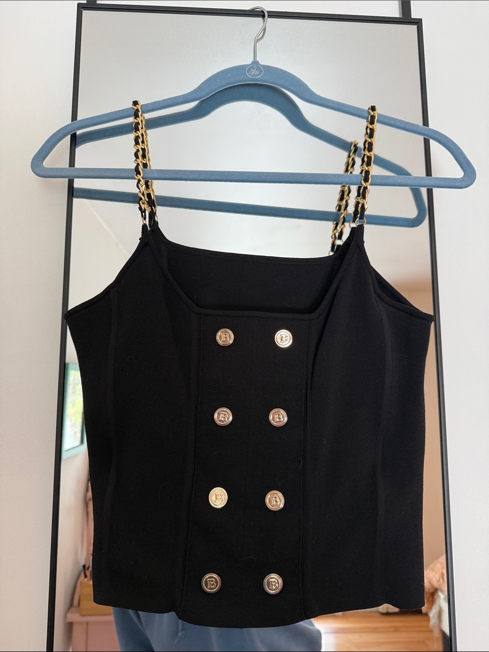 Boutique Find - Black Chain-Strap Button Front Tank Top
